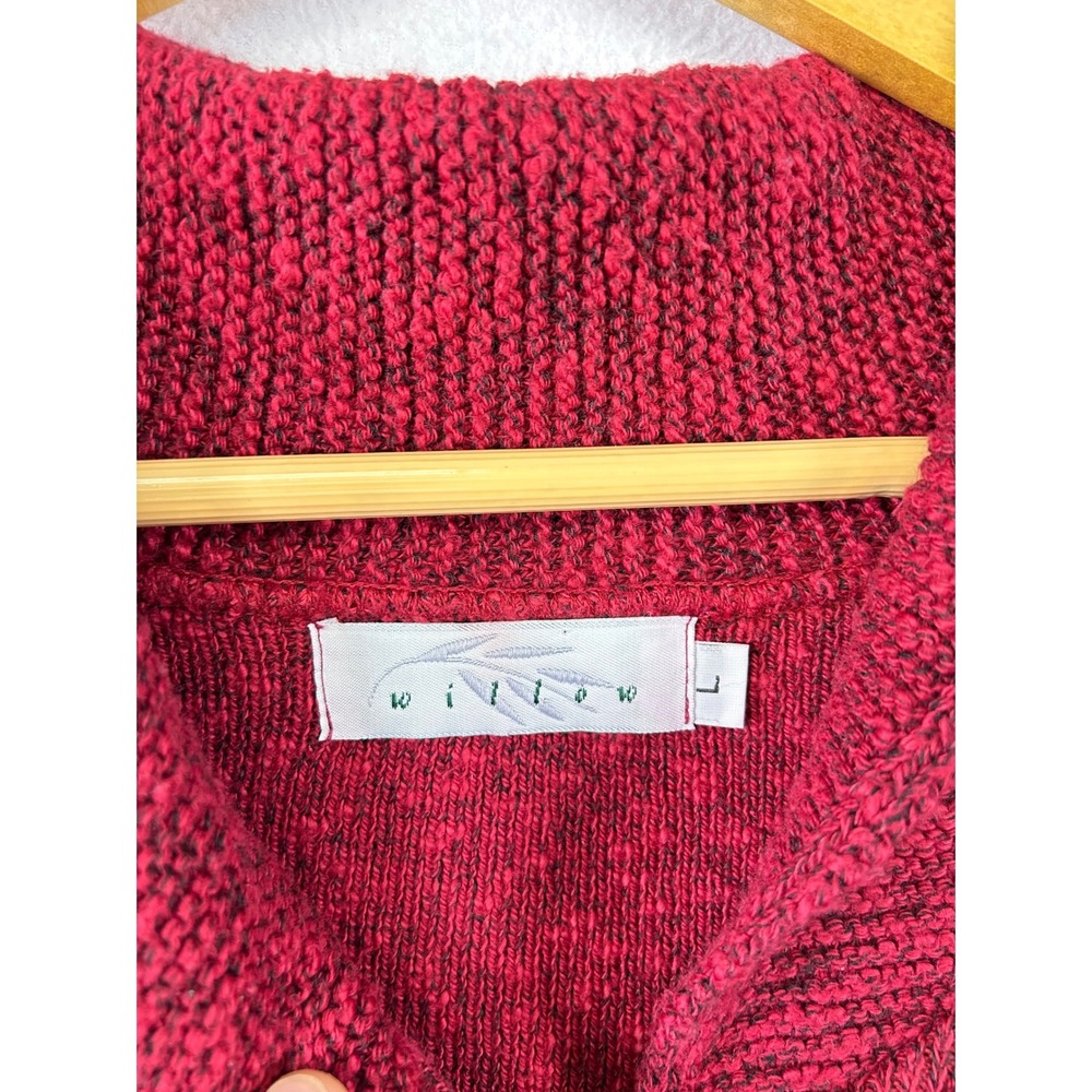 Willow Knit Red Button Up Cardigan Sweater Women Large Bell Sleeve Logenlook - Picture 3 of 10